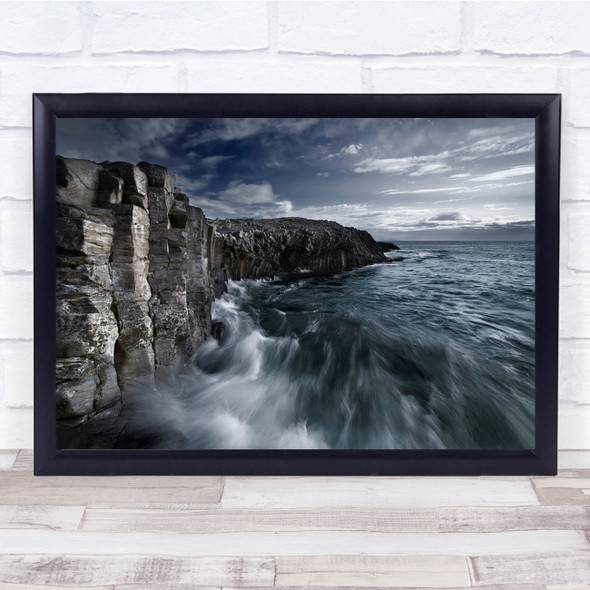 Landscape Iceland Motion Rocks Water Sea Nature Wall Art Print