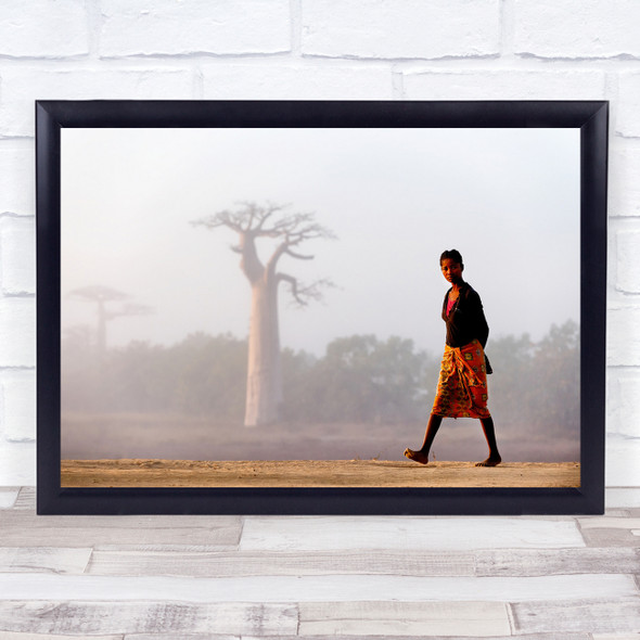 Our Way To Madagascar Woman walking skirt Trees Wall Art Print