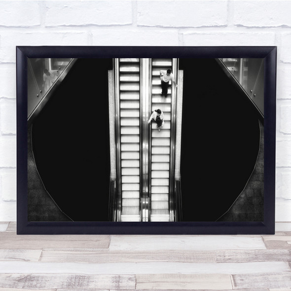 Over The Black Hole Escalators dark Aerial View Wall Art Print