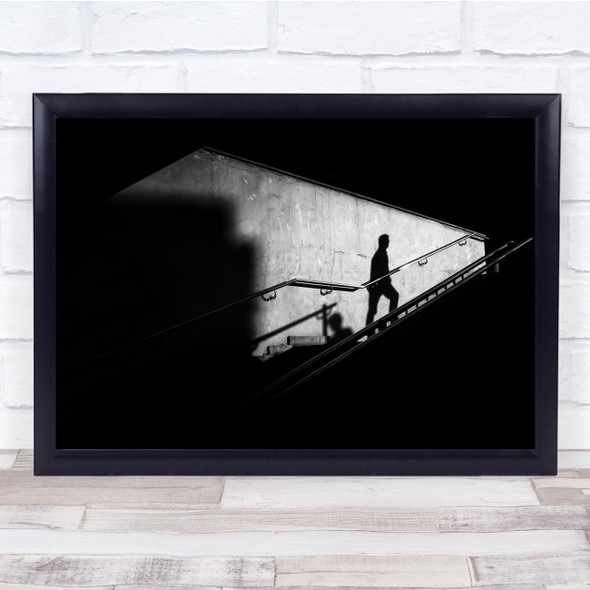 Puppet On A String Staircase Man walking Shadow Wall Art Print
