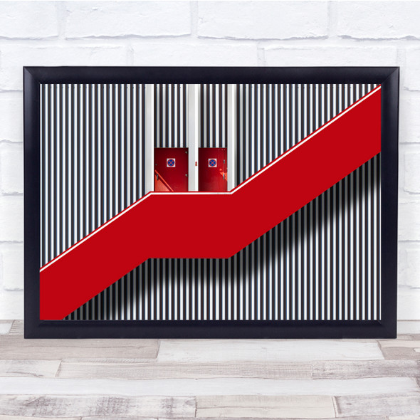 Staircase Red Doors Stairs Steps Lines Abstract Wall Art Print