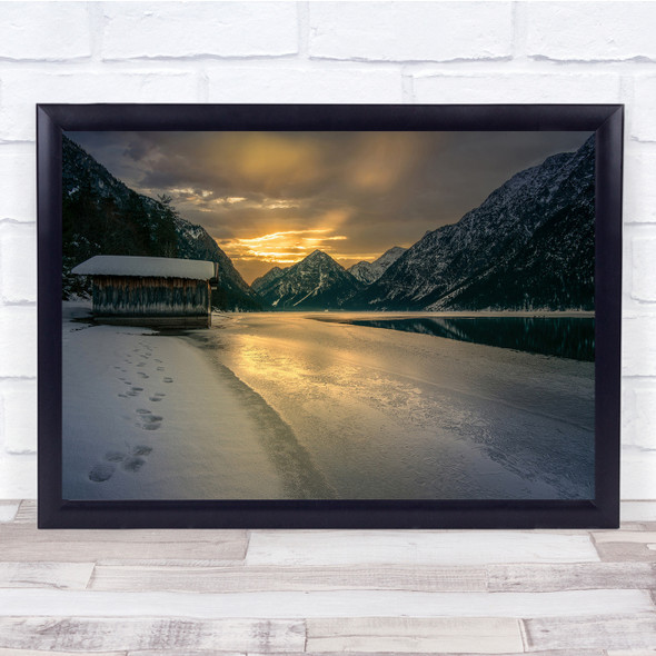 Sunrise over the mountains Ice Hut Winter Alpes Wall Art Print