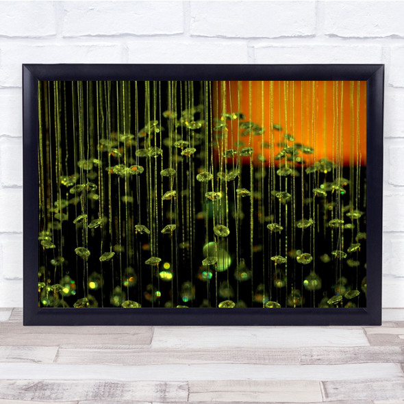 Abstract Rain Pearls Pearl Green Curtain Lines Wall Art Print