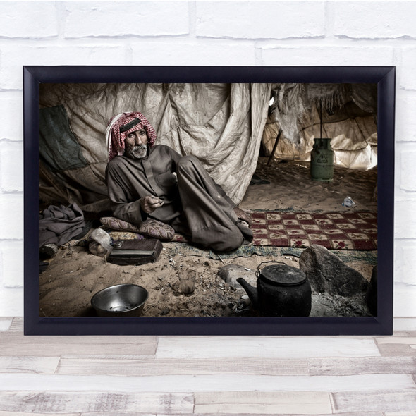 Bedouin Jordan Alone Rum Turban Tent Man Lying Wall Art Print
