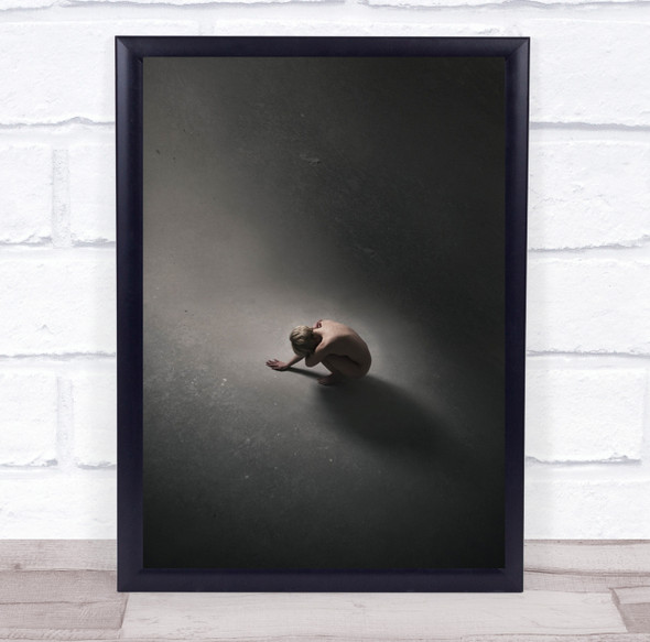 Behind The Wall curled up naked person in room Wall Art Print