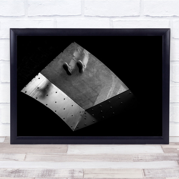 black and white abstract art standing platform Wall Art Print