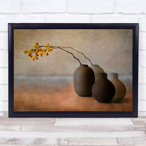 blurry flower brown pot yellow flower abstract Wall Art Print