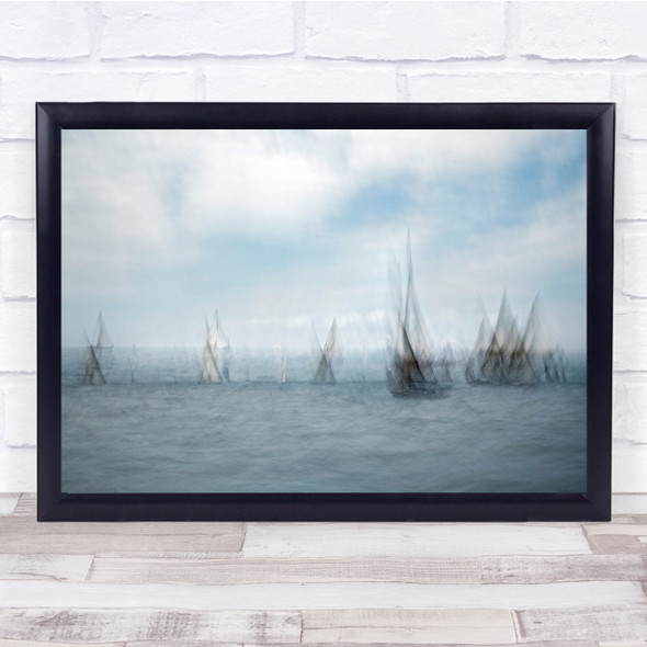double exposure illustration sea view sailboat Wall Art Print
