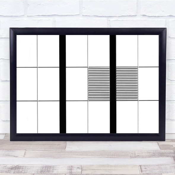 Graphic Simple Lines Grid Vent black and white Wall Art Print