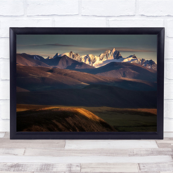 Landscape Abstract Snowy Peaks Mountains Hills Wall Art Print