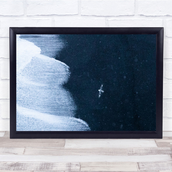 Seascape Brave Seagull sea waved splash flying Wall Art Print