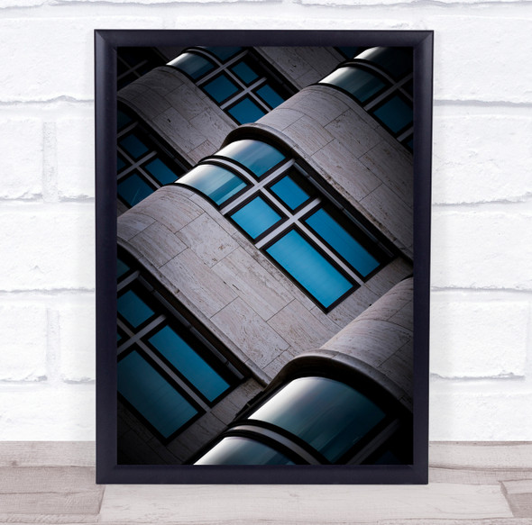 Shell blue curved building window architecture Wall Art Print