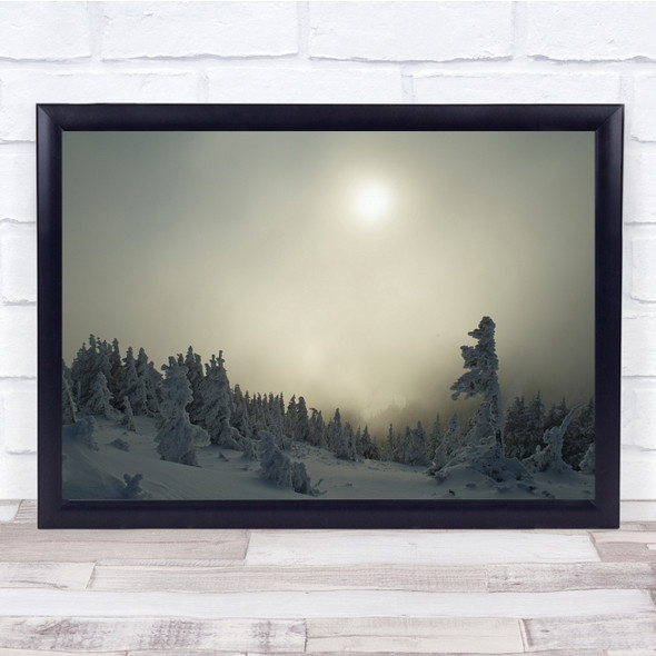 Snow Winter Sun Landscape Trees Mountains Cold Wall Art Print