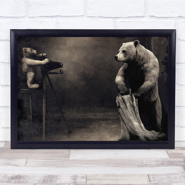 Teddy Bear Vintage Sepia Photography Hold That Wall Art Print