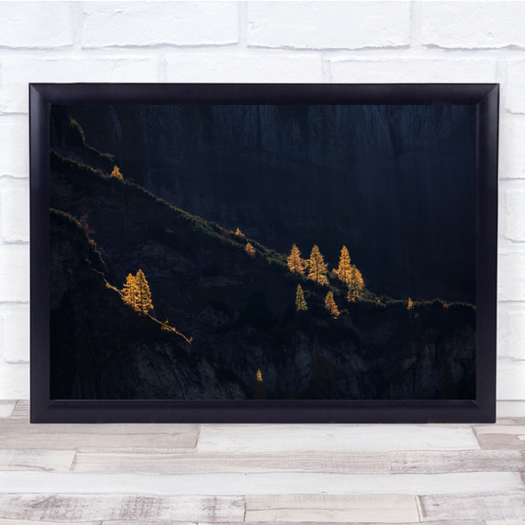 Trees Landscape Light Backlight Slope Mountain Wall Art Print