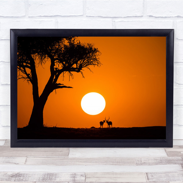 Sunset Africa orange Wildlife Nature antelope Wall Art Print