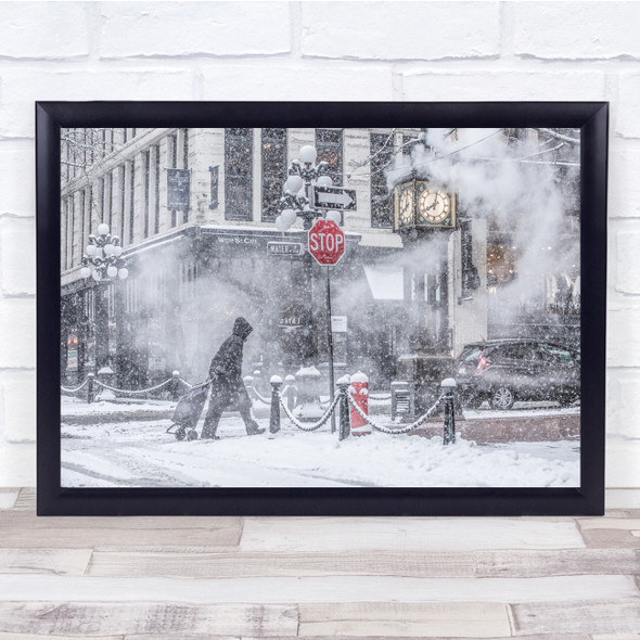 City Vancouver Snow Street A Snowy Day street Wall Art Print