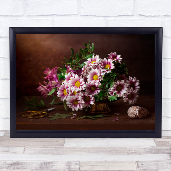 Flowers Botanical Bouquet Scissors still life Wall Art Print