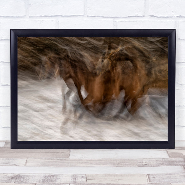 Horses couple colour motion running galloping Wall Art Print