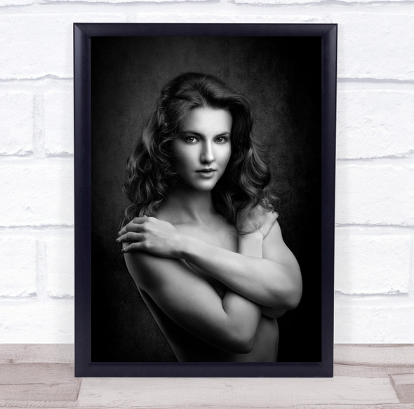 Mind Crossing topless arms crossed woman pose Wall Art Print