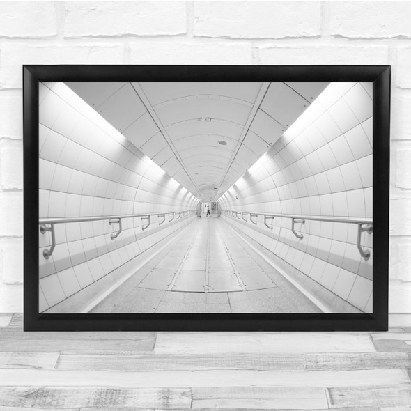 Monochrome London Underground Waterloo Tunnel Wall Art Print