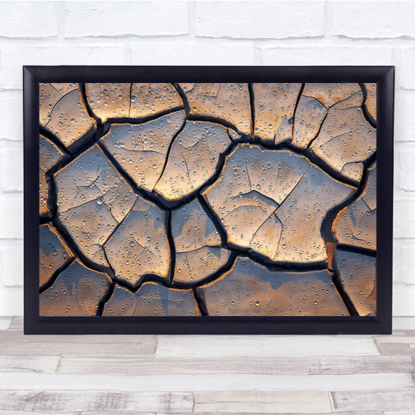 Mud Cracks Raindrop Desert Soil Dry landscape Wall Art Print