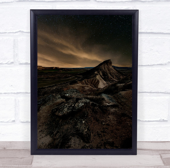 Night Long Exposure Stars Lucroit Hitech hill Wall Art Print