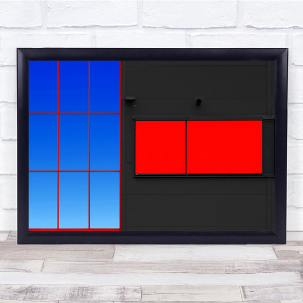 Red Graphic Window Abstract Architecture Grid Wall Art Print