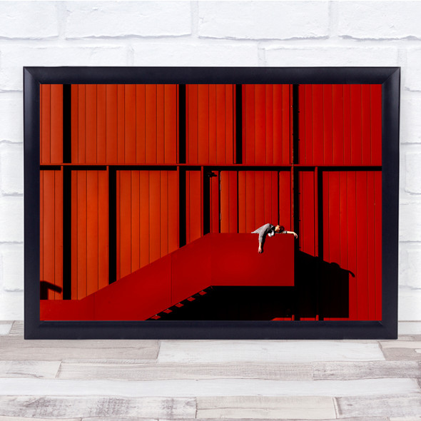 Red Wall Staircase Model fashion Architecture Wall Art Print