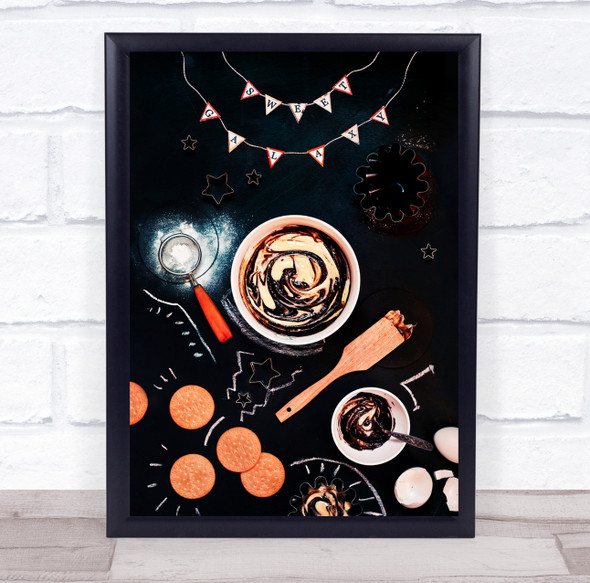 Sweet Galaxy ice cream bowl and biscuits food Wall Art Print