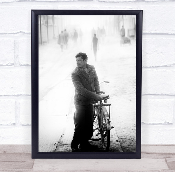 A Man With His Bicycle At Morning, Allahabad Wall Art Print