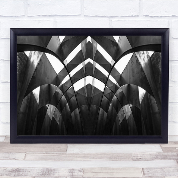 Abstract Lines Architecture Moody Grey White Wall Art Print