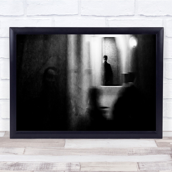 Darkness eerie blurry black and white people Wall Art Print