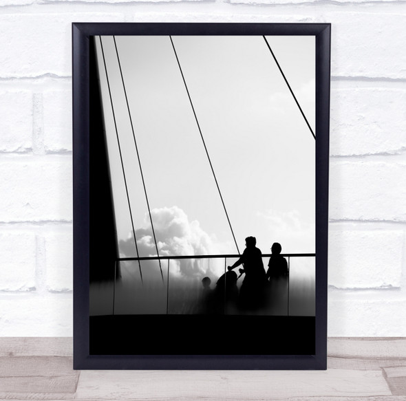 Mama Let's Ride The Clouds family silhouette Wall Art Print