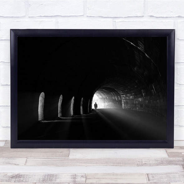 Towards The Light Person Walking Light Shine Wall Art Print