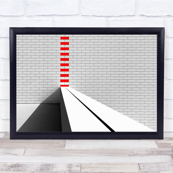 Abstract Architecture Black White Red Lines Wall Art Print