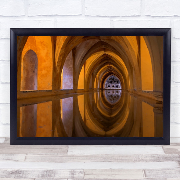 Arch Dungeon Cellar Orange Gold Old History Wall Art Print