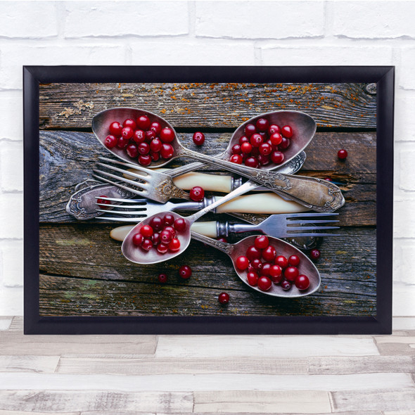 Food Berries Red Cranberry Spoons cranberry Wall Art Print