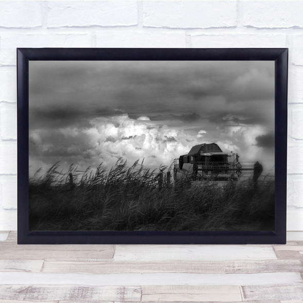 Landscape Fields Harvest Monochrome Belgium Wall Art Print