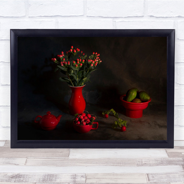 Radishes Green Red Still Life floral fruits Wall Art Print