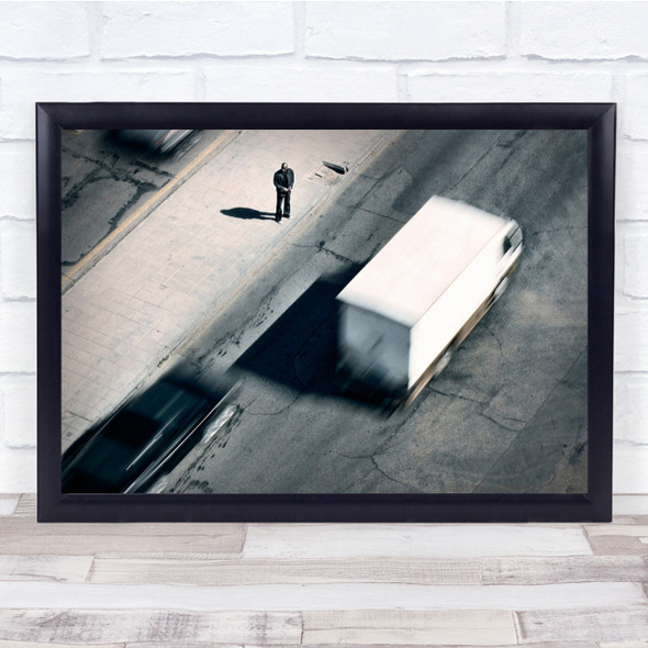 Street Truck Man Person Shadow Desaturation Wall Art Print