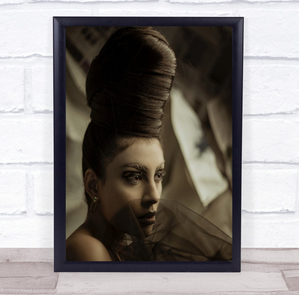 The Fractured Time brown hair tied up woman Wall Art Print