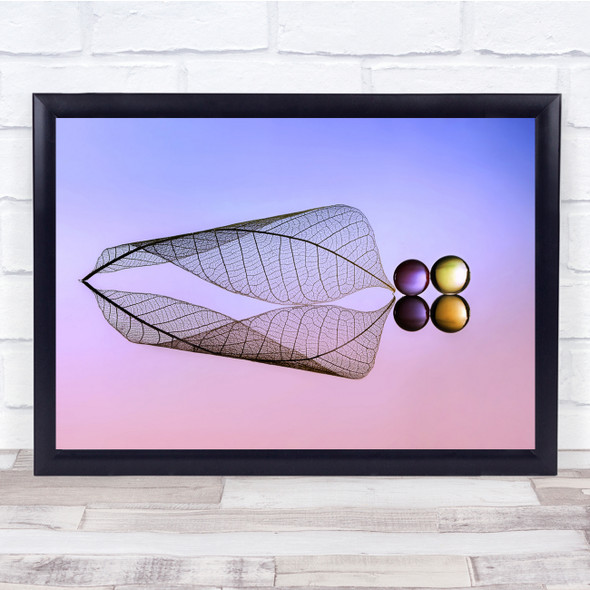 Two Droplets mirror curled leaf pastel pink Wall Art Print