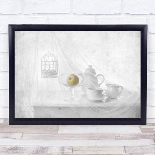 White Apple Glass Still Life Cage Fruit Tea Wall Art Print