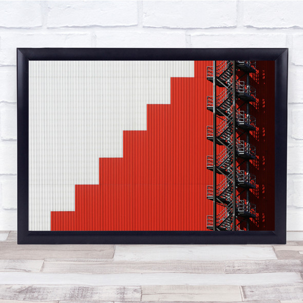 Abstract Architecture Red Staircase Shadow Wall Art Print