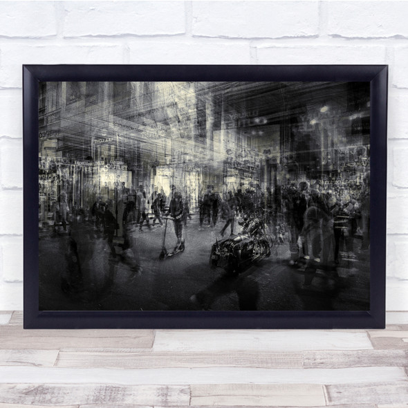 Abstract people city street walking blurry Wall Art Print