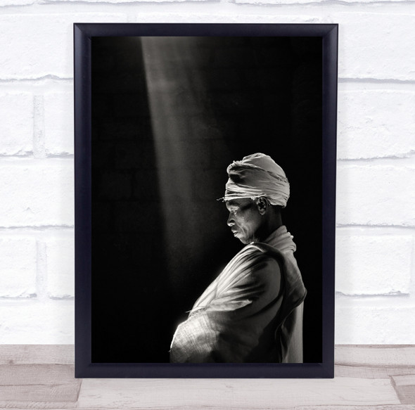 African man white robes portrait light ray Wall Art Print