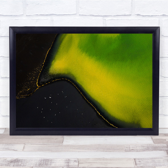 Drone Coast Green Landscape Abstract Water Wall Art Print