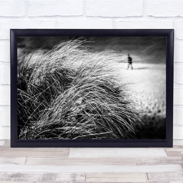 Dune Beach Wind Man Walk Alone Contemplate Wall Art Print