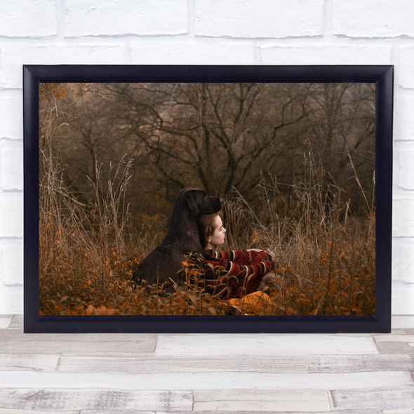 Friendship Mood Autumn Portrait Dog Orange Wall Art Print